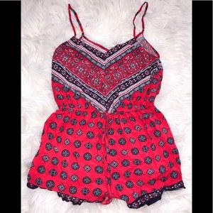 Red Aztec Romper with Tassles
